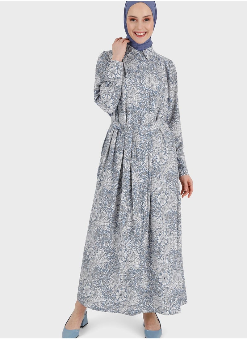 Refka by modanisa - Floral Print Button Detail Dress - Image 1