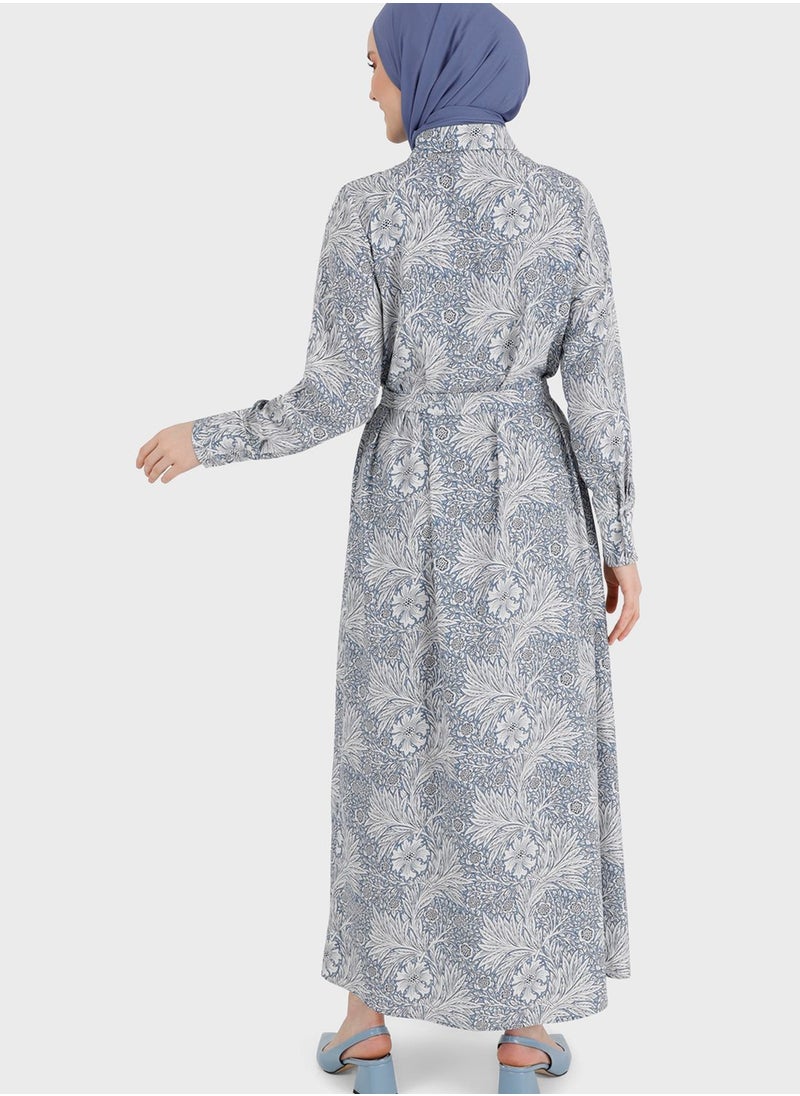 Refka by modanisa - Floral Print Button Detail Dress - Image 1