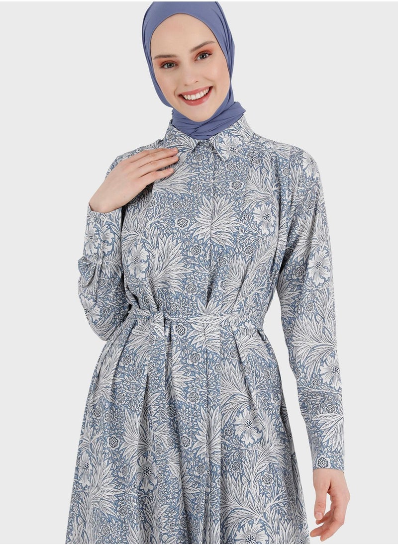 Refka by modanisa - Floral Print Button Detail Dress - Image 1