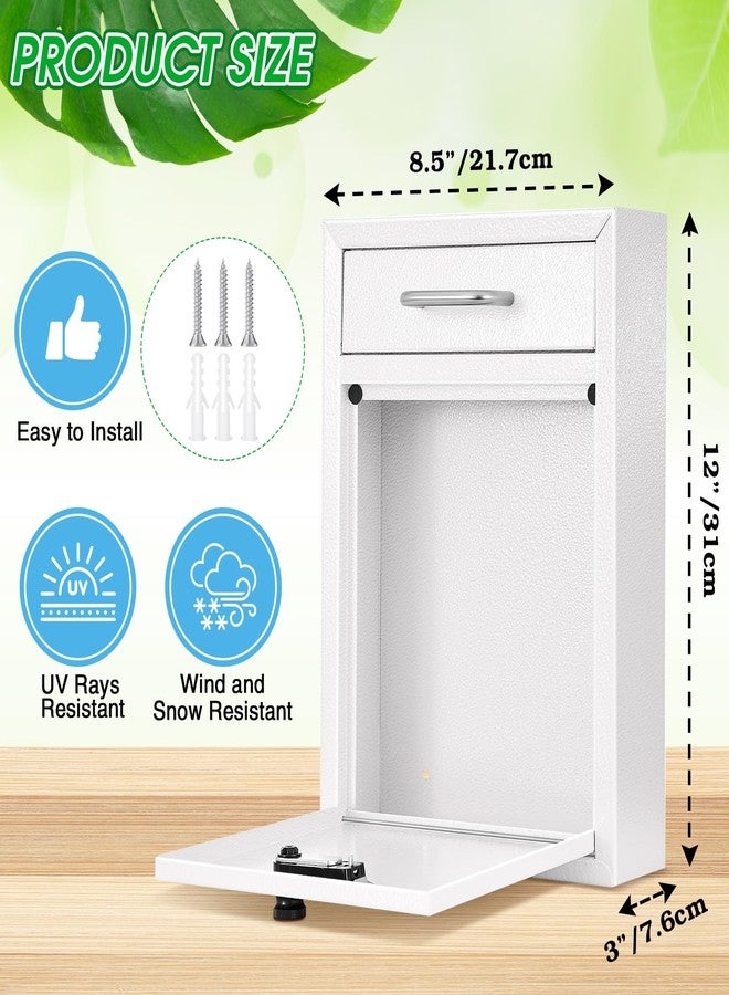 Yaocom صندوق بريد جداري من ياوكوم مزود بقفل برقم سري، صندوق بريد أمان كبير قابل للقفل للبريد الخارجي الآمن، صندوق بريد معدني معلق قابل للقفل (أبيض، 12 × 8.5 × 3 بوصات) - Image 2