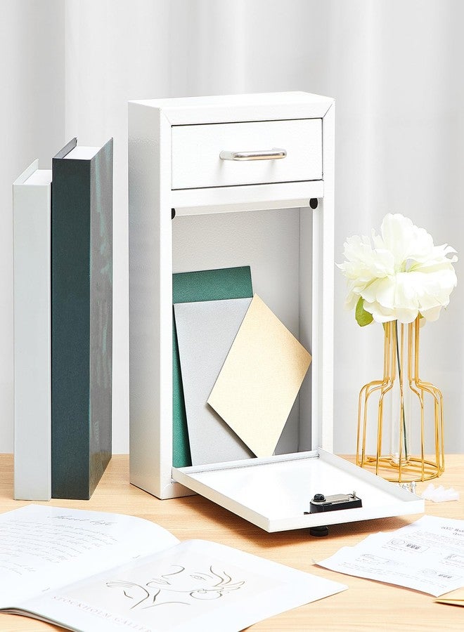 Yaocom صندوق بريد جداري من ياوكوم مزود بقفل برقم سري، صندوق بريد أمان كبير قابل للقفل للبريد الخارجي الآمن، صندوق بريد معدني معلق قابل للقفل (أبيض، 12 × 8.5 × 3 بوصات) - Image 5