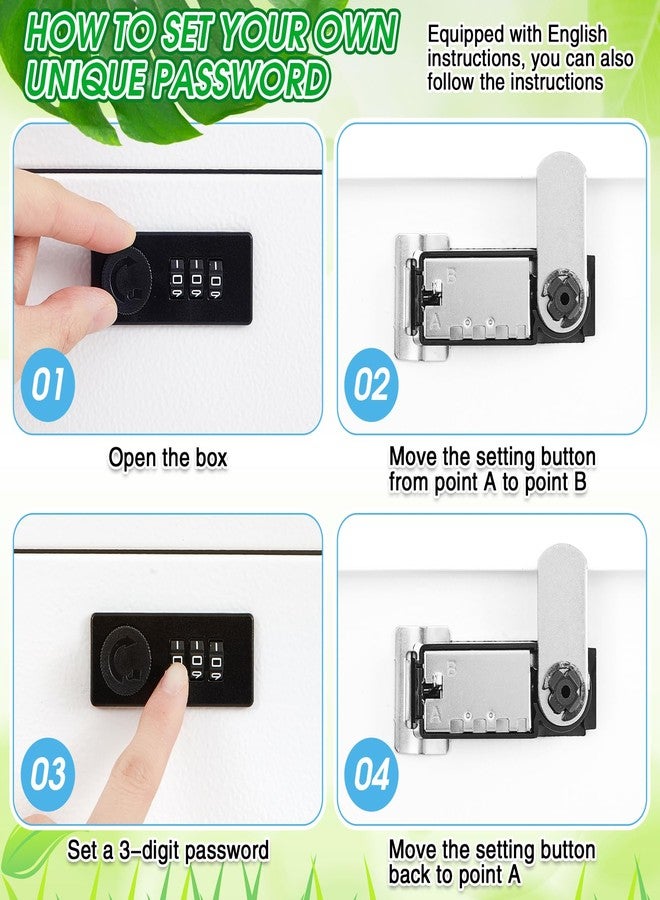 Yaocom صندوق بريد جداري من ياوكوم مزود بقفل برقم سري، صندوق بريد أمان كبير قابل للقفل للبريد الخارجي الآمن، صندوق بريد معدني معلق قابل للقفل (أبيض، 12 × 8.5 × 3 بوصات) - Image 4