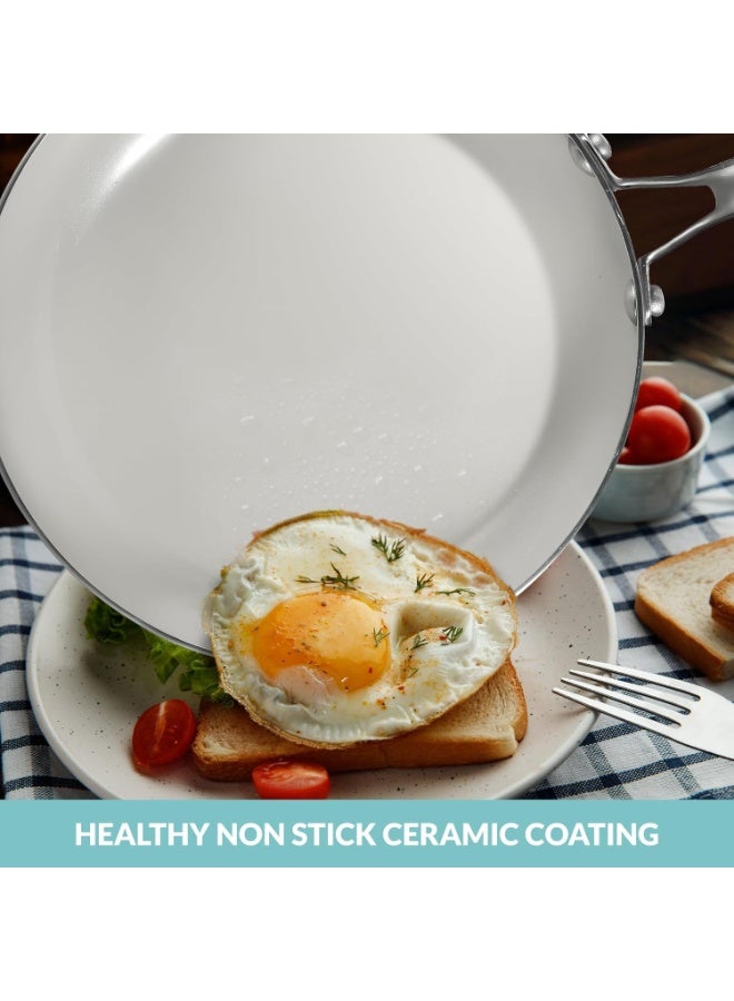 Ceramic Nonstick Frying Pan Skillet, | PFAS-Free Ceramic Nonstick, Dishwasher & Oven Safe, Stay Cool Handle, Durable Metal Utensil Safe, Egg & Omelet Pan(28cm) - Image 3