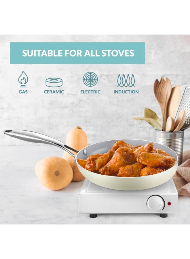 Ceramic Nonstick Frying Pan Skillet, | PFAS-Free Ceramic Nonstick, Dishwasher & Oven Safe, Stay Cool Handle, Durable Metal Utensil Safe, Egg & Omelet Pan(28cm) - Image 5