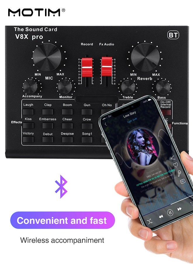Motim - 11 Pcs BM800 Condenser Microphone+V8S Live Sound Card Set, Mobile Phone Computer Live Broadcast Tiktok Set, Podcast Mic Bundle with Cantilever Stand Adjustable Mic Suspension Arm - Image 1