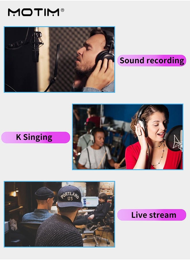 Motim - 11 Pcs BM800 Condenser Microphone+V8S Live Sound Card Set, Mobile Phone Computer Live Broadcast Tiktok Set, Podcast Mic Bundle with Cantilever Stand Adjustable Mic Suspension Arm - Image 1