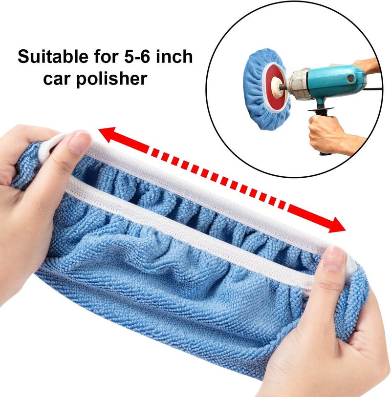 Mudder 20 Pieces Car Orbital Buffer Polisher Pad Bonnet Microfiber Max Bonnet Polishing Buffing Pad Cover(5-6 Inches) - Image 3