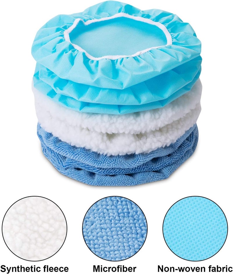 Mudder 20 Pieces Car Orbital Buffer Polisher Pad Bonnet Microfiber Max Bonnet Polishing Buffing Pad Cover(5-6 Inches) - Image 2