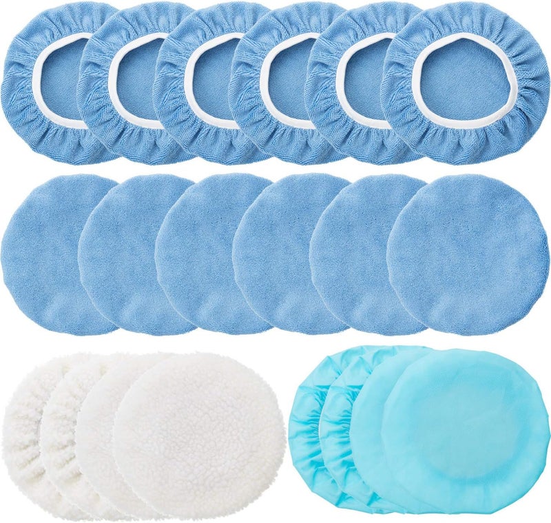 Mudder 20 Pieces Car Orbital Buffer Polisher Pad Bonnet Microfiber Max Bonnet Polishing Buffing Pad Cover(5-6 Inches) - Image 1