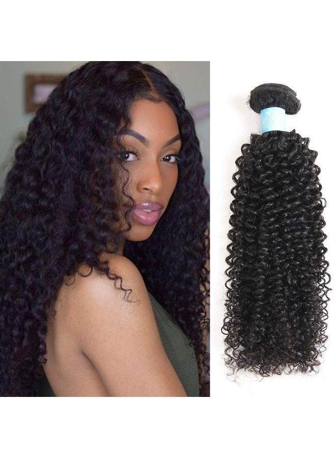 BLY 7A Mongolian Kinky Curly Human Hair Bundles 22 Inch Unprocessed Hair Weave Weft for Black Women Natural Color - Image 1