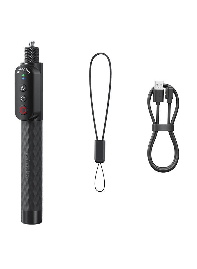aMagisn عصا سيلفي مزودة بجهاز تحكم بلوتوث متوافقة مع Insta360 و GoPro والهواتف – مقاومة للماء حتى 10 متر، بطارية 96 ساعة، شحن مغناطيسي، تحكم iOS و Android(برغي 1/4) - Image 1
