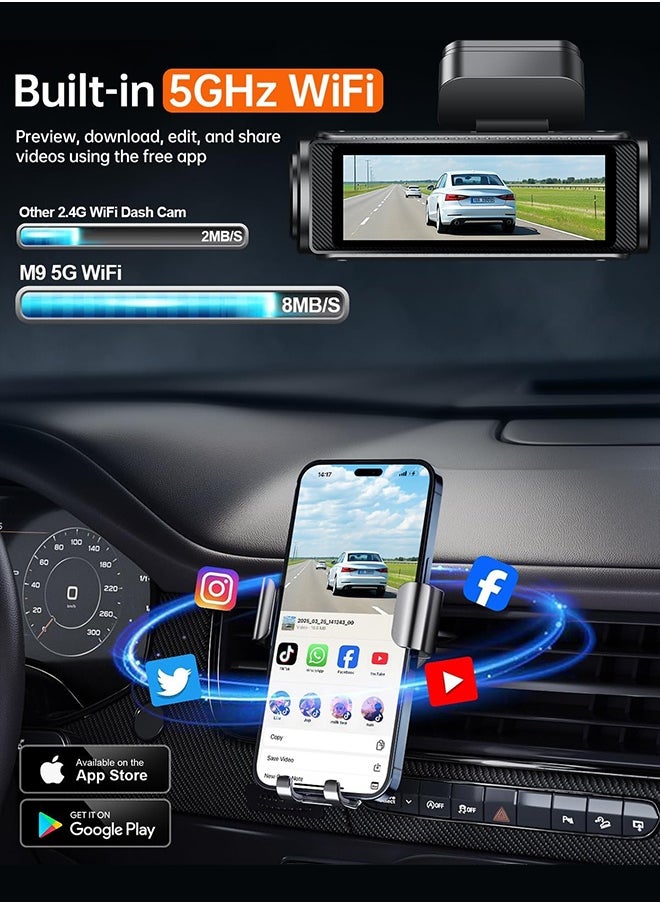 Digisand - Dash Cam 4k Front,Built-In Wifi Dash Camera For Cars,GPS,Dashcam With App,170°Wide Angle,Night Vision,Wdr,G-Sensor,Free 128g SD Cardداش كام - Image 1