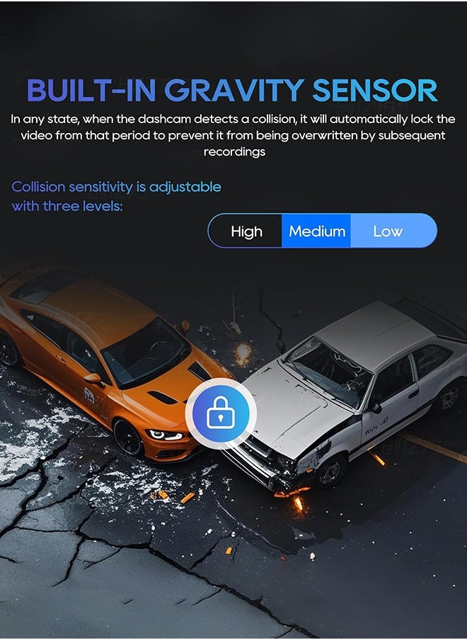 Digisand - Dash Cam 4k Front,Built-In Wifi Dash Camera For Cars,GPS,Dashcam With App,170°Wide Angle,Night Vision,Wdr,G-Sensor,Free 128g SD Cardداش كام - Image 1