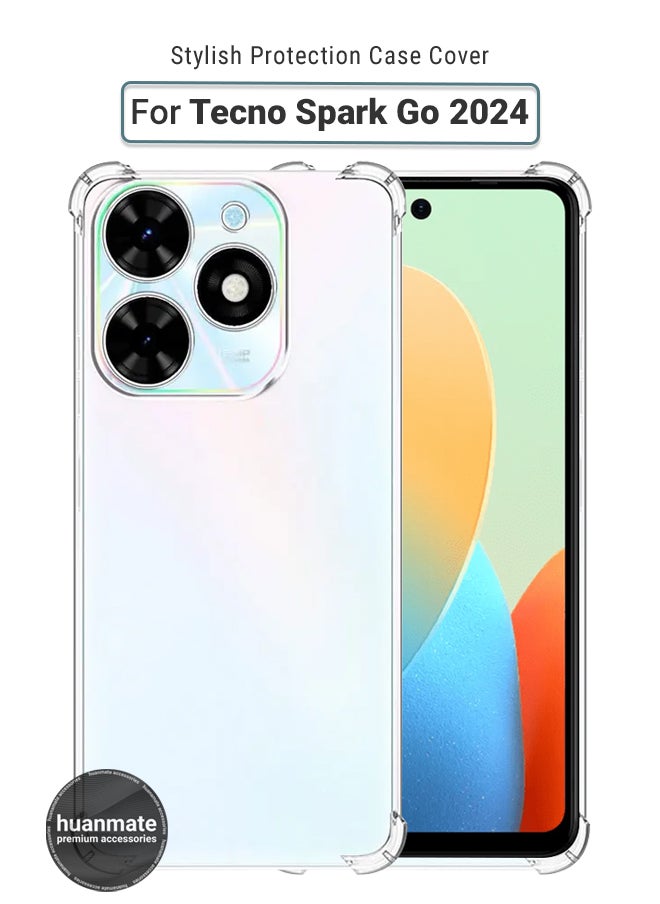 huanmate - Tecno Spark Go 2024 Shock Proof Case Cover - Ultra Clear, Durable & Accurate Cut-outs - Scratch, Dust & Smudge Protection - Clear Silicon Back Cover for Tecno Spark Go 2024 - Image 1