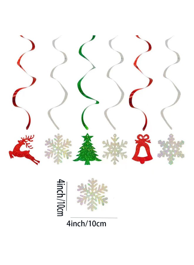 YIXIN Christmas Decorations Christmas Pull Flag Hanging Ornaments Holiday Banner Party Decoration Paper Cartoon Christmas Hanging Flag Pull Flower - Image 1