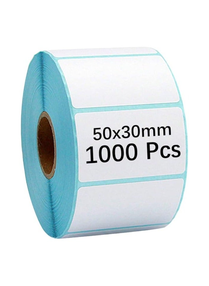 ورق تسمية حراري ذاتي الالتصاق ، ملصقات حرارية مباشرة قابلة للطباعة ملصقات ذاتية ملصقات ، 2 × 1.18 بوصة 1000 تسميات/لفة ورقة باركود الشحن البريدي البريدي فارغة ، 50 مم × 30 مم - Image 1