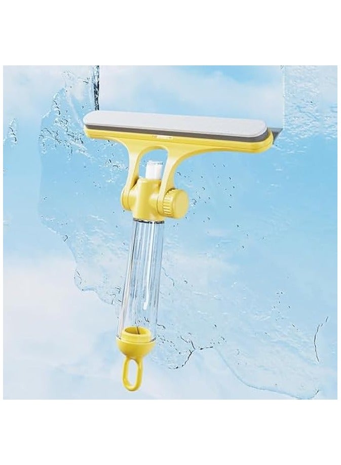erorex Squeegee for Shower Glass Door, 3 in1 Multifunctional Shower Squeegee, Heavy Duty Window Scrubber, With Stain Brush Head, for Shower Doors, Windows, Mirrors, Tiles and Car Glass etc (Yellow) - Image 1