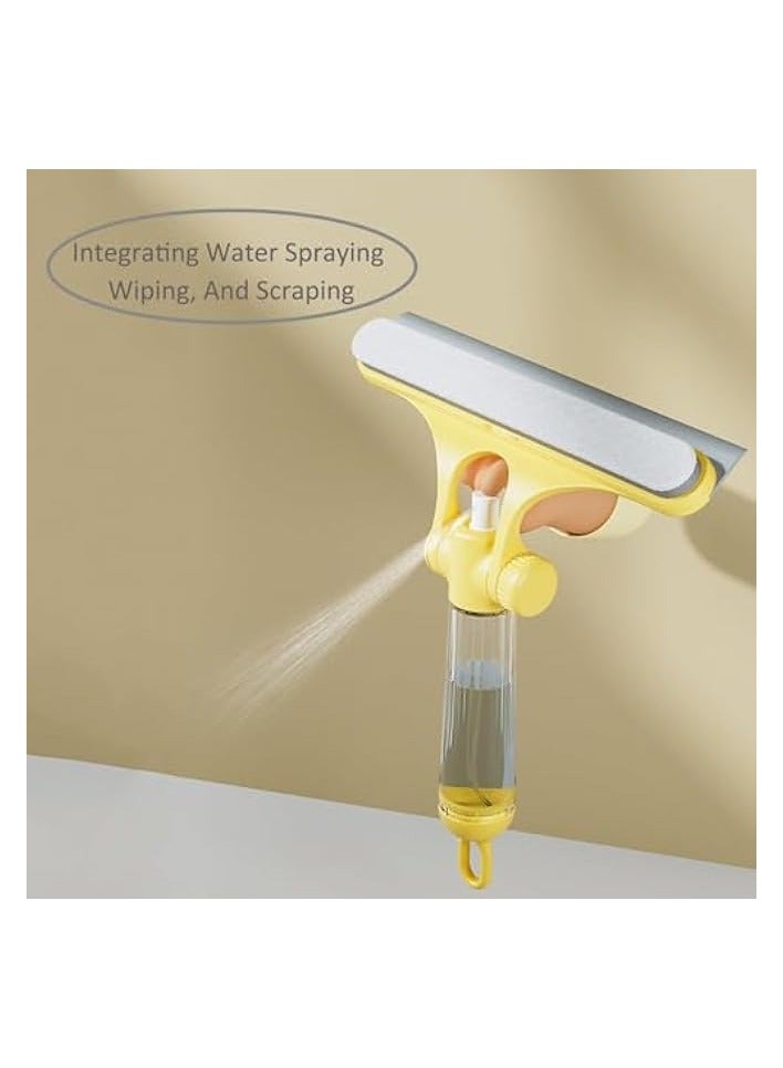 erorex Squeegee for Shower Glass Door, 3 in1 Multifunctional Shower Squeegee, Heavy Duty Window Scrubber, With Stain Brush Head, for Shower Doors, Windows, Mirrors, Tiles and Car Glass etc (Yellow) - Image 2