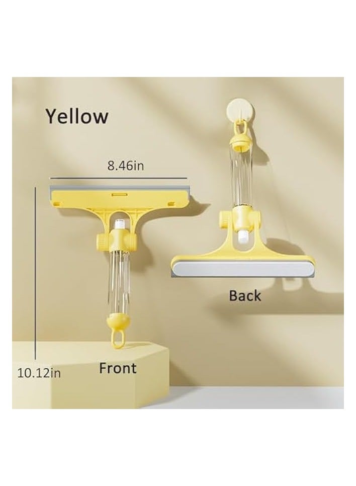 erorex Squeegee for Shower Glass Door, 3 in1 Multifunctional Shower Squeegee, Heavy Duty Window Scrubber, With Stain Brush Head, for Shower Doors, Windows, Mirrors, Tiles and Car Glass etc (Yellow) - Image 4