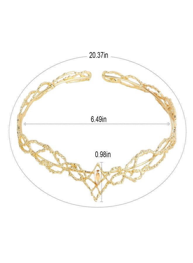 CIEHER King Crown, CIEHER Vintage Hobbit Elf King Gold Crown Shape Champagne Crystal, Gold Tiara Costume Headbands for Women Men, Crowns for Men Birthday Party Prom Wedding - Image 4
