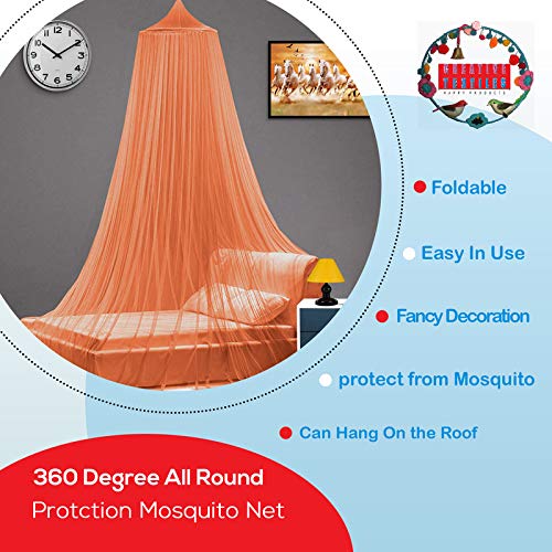 Next Day Art Double Bed Polyester Mosquito Net Portable Pop-Up Tent (Light Orange) - Image 3