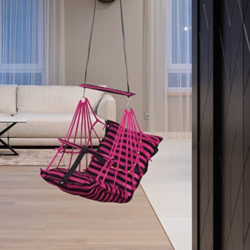 BOFFLE® Cotton Swing Chair for Kids Baby's Children Folding and Washable1-3 Years with Safety Belt/Home,Garden Jhula for Babies|Swing for Kids | Seat and Back Side 16x16 inch - Image 1