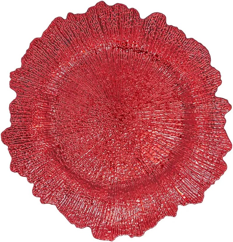 Fennco Styles Modern Starburst Charger Plates 14 Round Set of 4  Red Radiant Table Chargers for Banquets Family Dinners Special Events Everyday Use and Home Dcor - Image 2