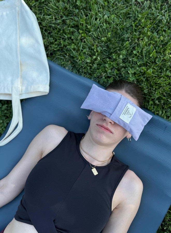 Balanced Yoga Stuff BYS Weighted Lavender Eye Pillow, Organic Cotton Fabric, Grey and White, with Travel Pouche (Standard, Purple) - Image 3