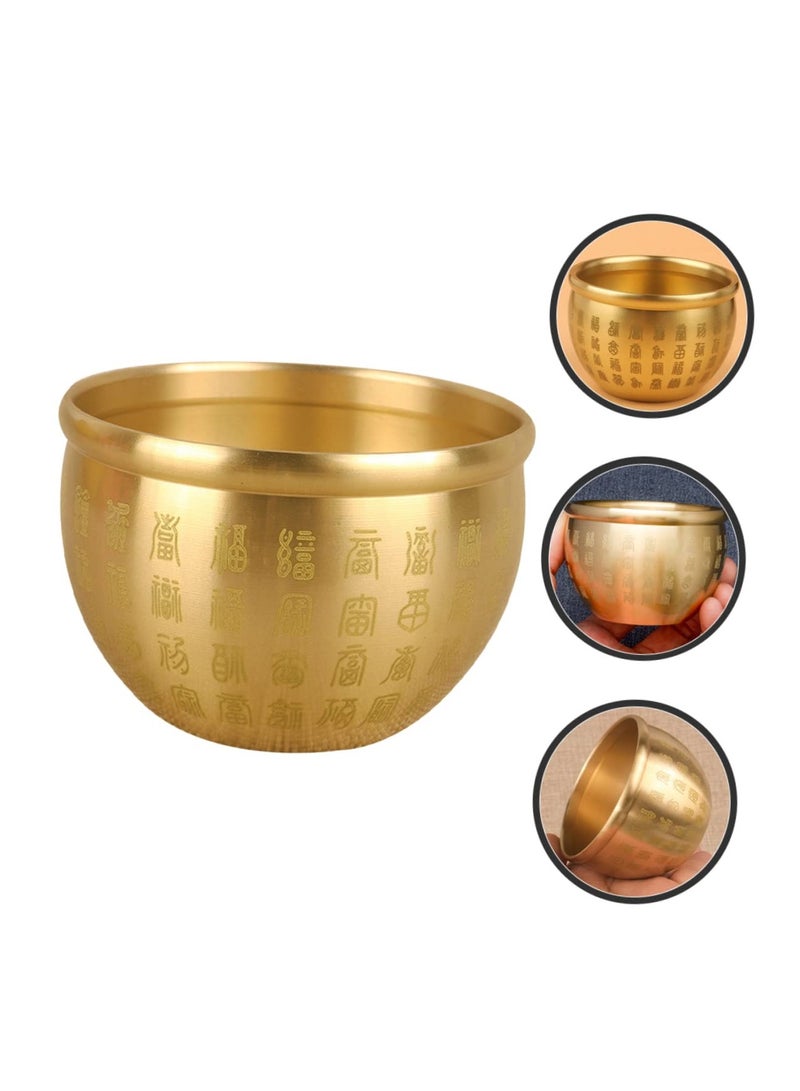 Excefore Home Decor Wealth Luck Bowl Small Treasure Basin Gold Brass Fortune Bowl Table Centerpiece Offering Bowl Wealth Basin Money Bowl Statue Shui Decor Decoraciones Para Salas De Casa - Image 3