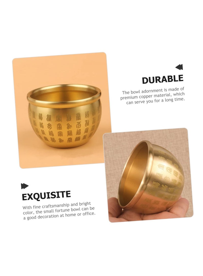 Excefore Home Decor Wealth Luck Bowl Small Treasure Basin Gold Brass Fortune Bowl Table Centerpiece Offering Bowl Wealth Basin Money Bowl Statue Shui Decor Decoraciones Para Salas De Casa - Image 2