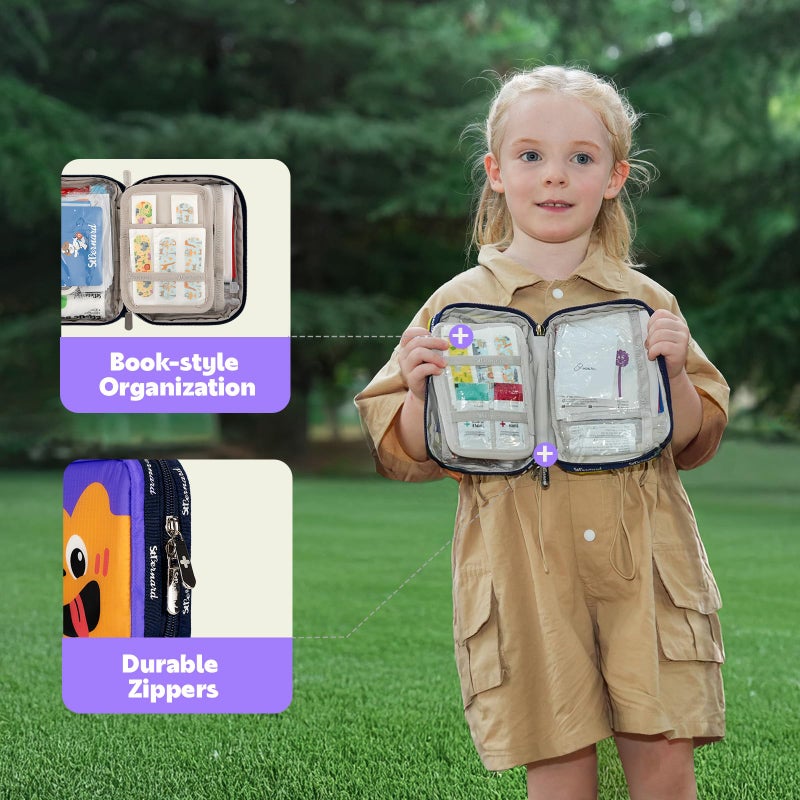StBernard Small First Aid Kit for Kids and Adults, Medical Kit with Digital Thermometer for Home, Travel, Hiking, Backpack, 6.3x4.33x1.97in, Purple - Image 3