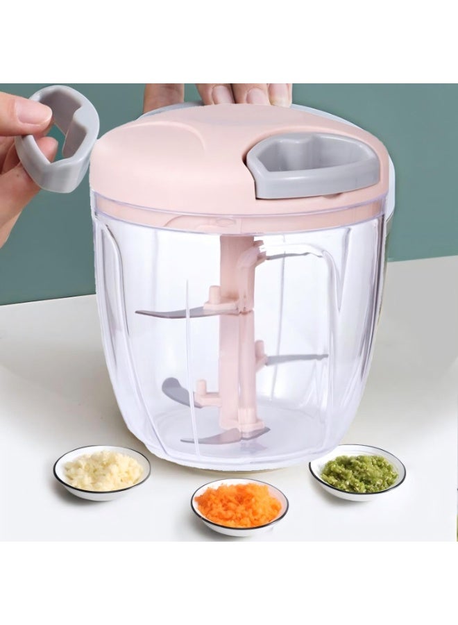 Eotia Multi-Functional Chopper and Vegetable Cutter - 900ml Pull Rope Manual Food Chopper for Cutting and Slicing Vegetables and Fruits, For Mashing and Mincing Nuts, Herbs, Garlic, Ginger, Meat & More - Image 1