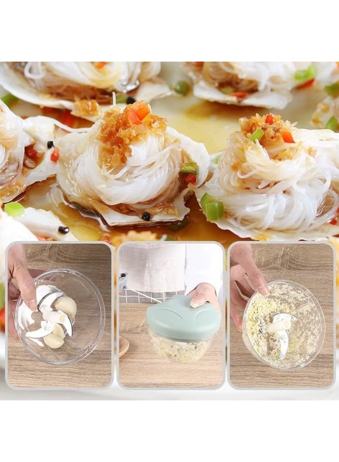 Eotia Multi-Functional Chopper and Vegetable Cutter - 900ml Pull Rope Manual Food Chopper for Cutting and Slicing Vegetables and Fruits, For Mashing and Mincing Nuts, Herbs, Garlic, Ginger, Meat & More - Image 2