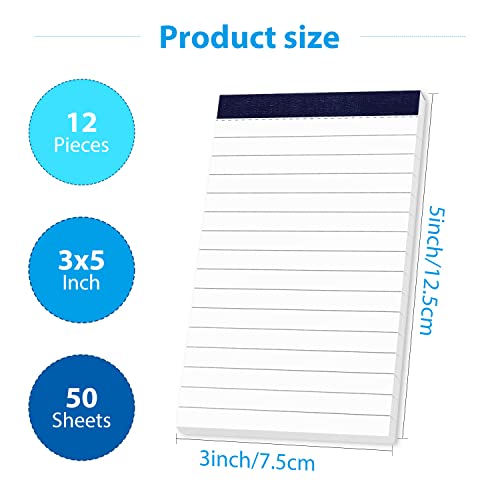 PINJINGPRO 12 Pack Note Pads 3x5 Inch Small Lined Writing Memo Pads Refills Easy Tear Off no Rip Writing Pads with 50 Sheets Each Pad Narrow Ruled Mini Pocket Notepad for Daily Planning and Organization of Work - Image 2