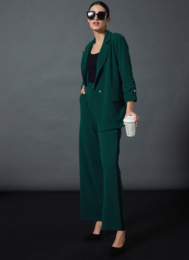 SASSAFRAS Green Self Design Blazer for Women - Image 5