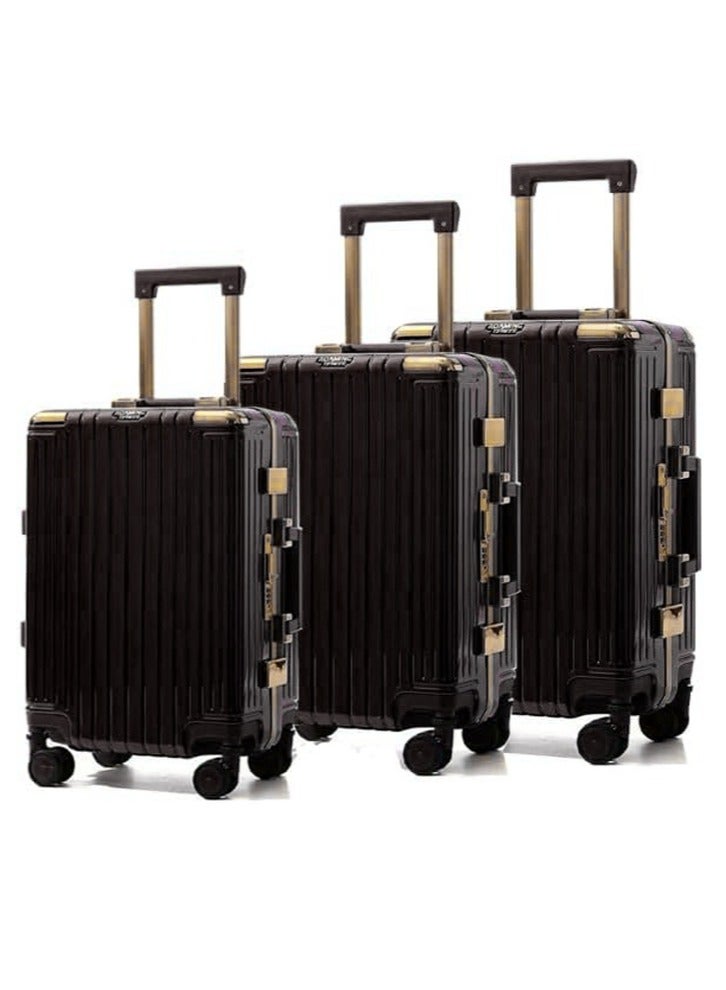 PK 3 PCS TROLLEY LUGGAGE ALUMINUM FRAME POLY CARBON MATERIAL, LUGGAGE SUITCASE SET AND CABIN LUGGAGE BAG SET BLACK COLOUR - Image 2
