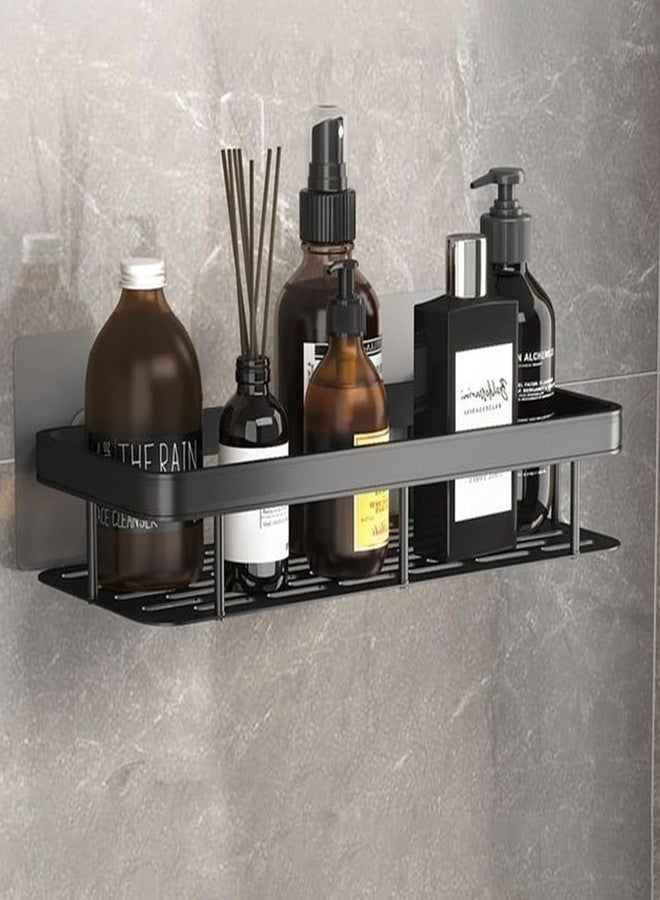 JALCON Black Bathroom Shelf Wall Mounted | Self Adhesive Shower Shelf Organizer | No Drill Bathroom Storage Rack for Shampoo & Accessories (Pack of 1) - Image 2