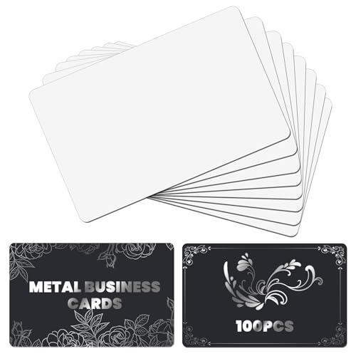 AceSubli 100 PCS Sublimation Business Card Blanks Bulk Metal Double Sided Aluminum Sublimation Card Blanks for Business Photo ID Badge Gifts 3.4 x 2.1 x 0.01 Inch - Image 1