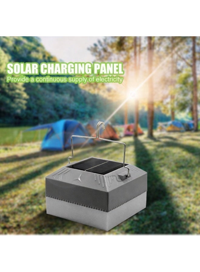 ليد مصباح LED شمسي مربع 3028S - مصباح معلق يعمل بالطاقة الشمسية ومنفذ USB من النوع C، فانوس LED خارجي ساطع، مصباح قابل لإعادة الشحن للأسواق الليلية وباعة الشوارع - Image 1