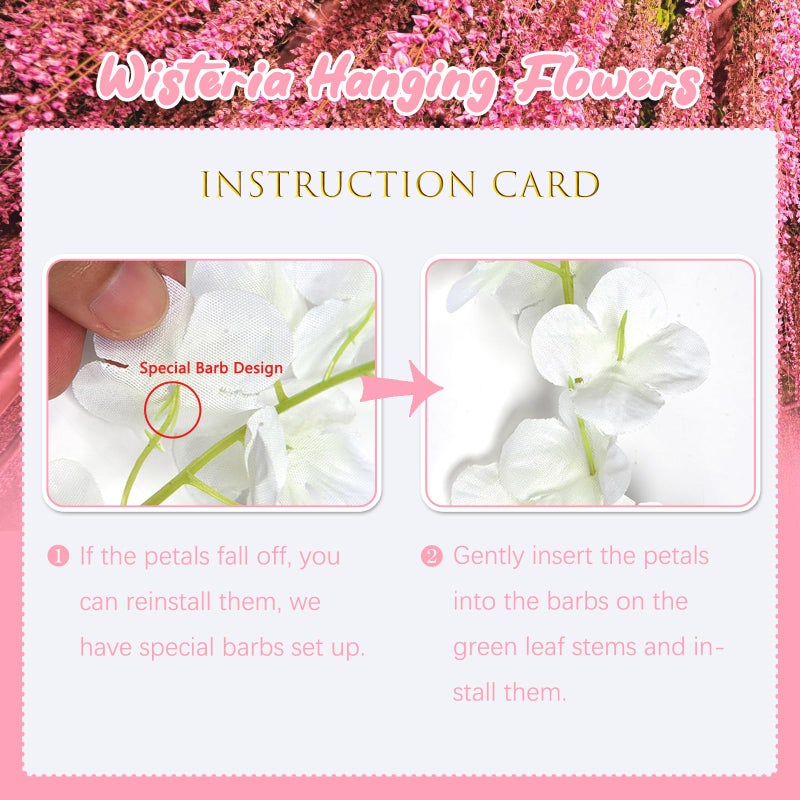 ZEBMOON 5 Pack Dark Pink Wisteria Hanging Flowers  Dark Pink 3.77 Ft Fake Hanging Flowers  Dark Pink Artificial Wisteria Garland  Pink Wisteria Flower Vines  Pink Wisteria Garland for Backdrop Wedding Decor - Image 4