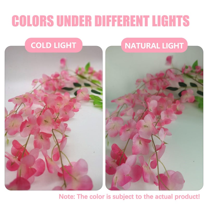 ZEBMOON 5 Pack Dark Pink Wisteria Hanging Flowers  Dark Pink 3.77 Ft Fake Hanging Flowers  Dark Pink Artificial Wisteria Garland  Pink Wisteria Flower Vines  Pink Wisteria Garland for Backdrop Wedding Decor - Image 2