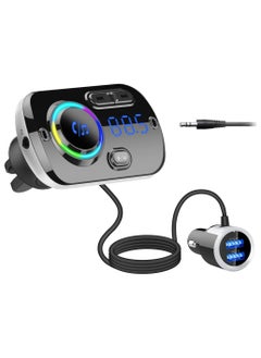 General Bluetooth Car FM Transmitter Bluetooth 5.0 Car Radio Adapter Receiver With 7 Color Light QC3.0 2.4A USB Car Charger Kit  - Image 1