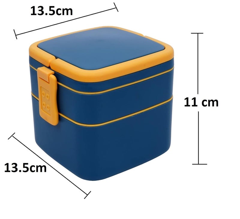 NISHIV 2 Layer Leak Proof Plastic Lunch Box With Compartments for Kids School Office Tiffin Box With Spoon Multicolor - Image 4