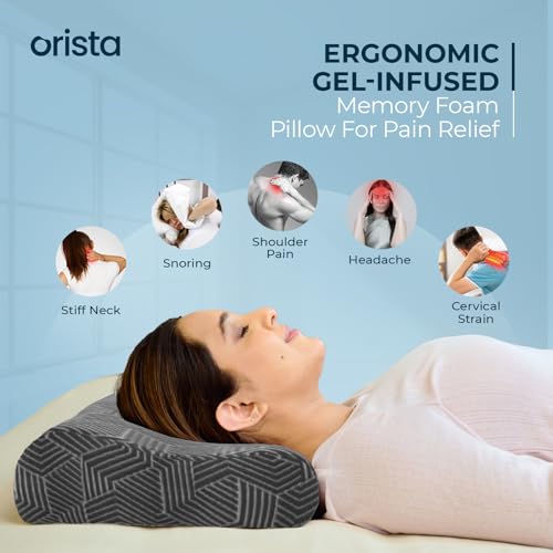 Orista™ Advance Gel Blended Contour Memory Foam Pillow | 2 Year Warranty |Orthopedic Neck & Shoulder Support Pillow for Sleeping | Improves Posture & Spinal Alignment | 19 x 11 x 3.5 Inch | Set of 1 - Image 3