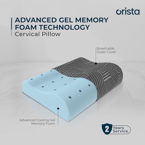 Orista™ Advance Gel Blended Contour Memory Foam Pillow | 2 Year Warranty |Orthopedic Neck & Shoulder Support Pillow for Sleeping | Improves Posture & Spinal Alignment | 19 x 11 x 3.5 Inch | Set of 1 - Image 4