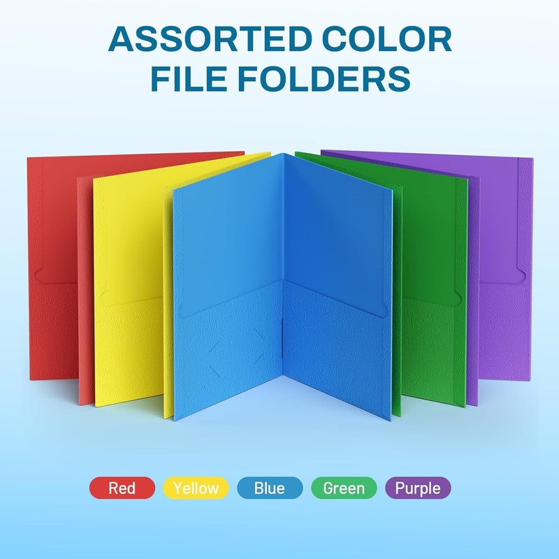 SUNEE Folders with Pockets(25 Pack, Assorted Colors), 2 Pocket Folders Fit Letter Size Paper, Paper File Folder for School Office Home Business - Image 5