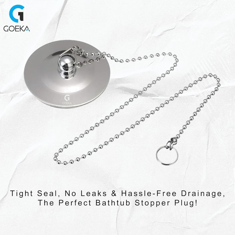 GOEKA Chrome Plated Bath Tub Drain Bathroom Sink Basin Bathtub Stopper Plug Bathtub Accessory Silver (1.5 inch) - Image 2