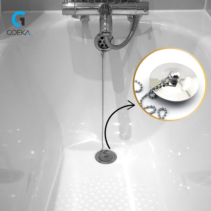 GOEKA Chrome Plated Bath Tub Drain Bathroom Sink Basin Bathtub Stopper Plug Bathtub Accessory Silver (1.5 inch) - Image 3