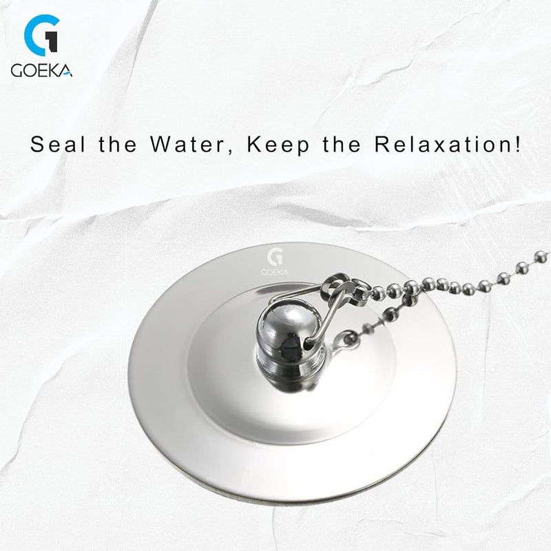 GOEKA Chrome Plated Bath Tub Drain Bathroom Sink Basin Bathtub Stopper Plug Bathtub Accessory Silver (1.5 inch) - Image 4