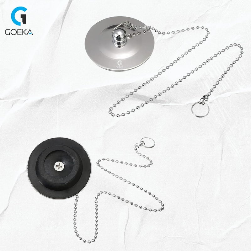 GOEKA Chrome Plated Bath Tub Drain Bathroom Sink Basin Bathtub Stopper Plug Bathtub Accessory Silver (1.5 inch) - Image 5